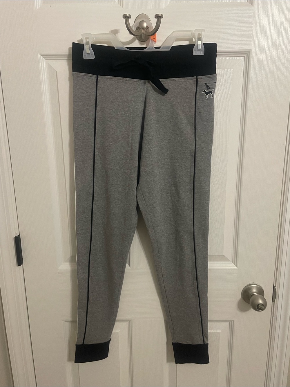 PINK Victoria's Secret Grey Jogger Leggings with Black Waistband
